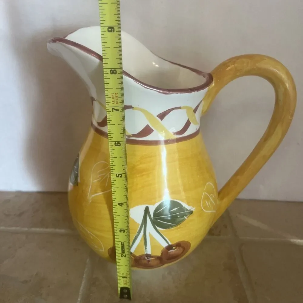 Pottery Barn handmade in Mexico ceramic cherry Fruit Pitcher